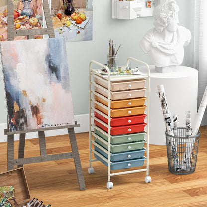 10 Drawer Rolling Storage Cart Organizer with 4 Universal Casters, Macaron Multicolor File Cabinets at Gallery Canada