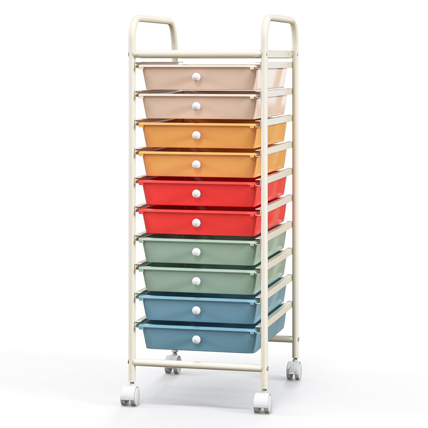 10 Drawer Rolling Storage Cart Organizer with 4 Universal Casters, Macaron Multicolor File Cabinets at Gallery Canada