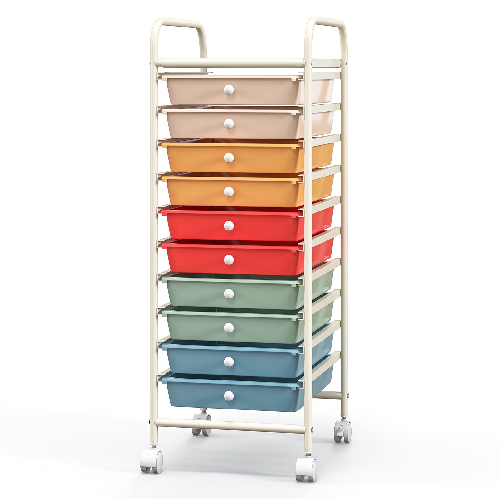 10 Drawer Rolling Storage Cart Organizer with 4 Universal Casters, Macaron Multicolor File Cabinets at Gallery Canada