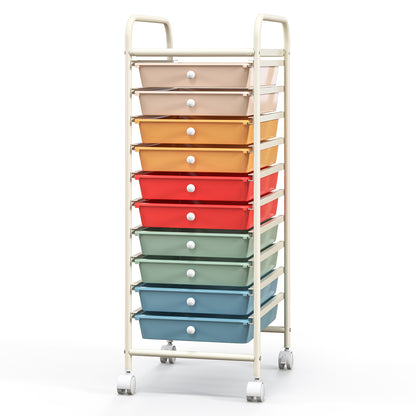 10 Drawer Rolling Storage Cart Organizer with 4 Universal Casters, Macaron Multicolor File Cabinets at Gallery Canada
