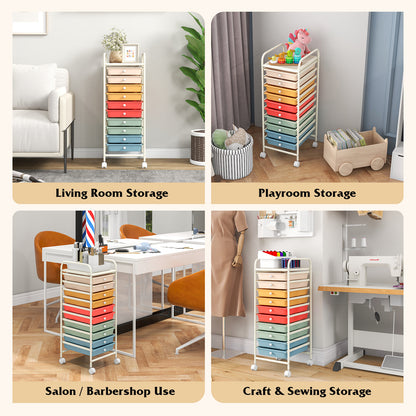 10 Drawer Rolling Storage Cart Organizer with 4 Universal Casters, Macaron Multicolor File Cabinets at Gallery Canada