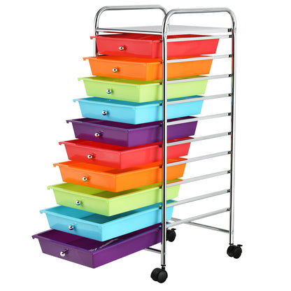 10 Drawer Rolling Storage Cart Organizer with 4 Universal Casters, Multicolor File Cabinets at Gallery Canada