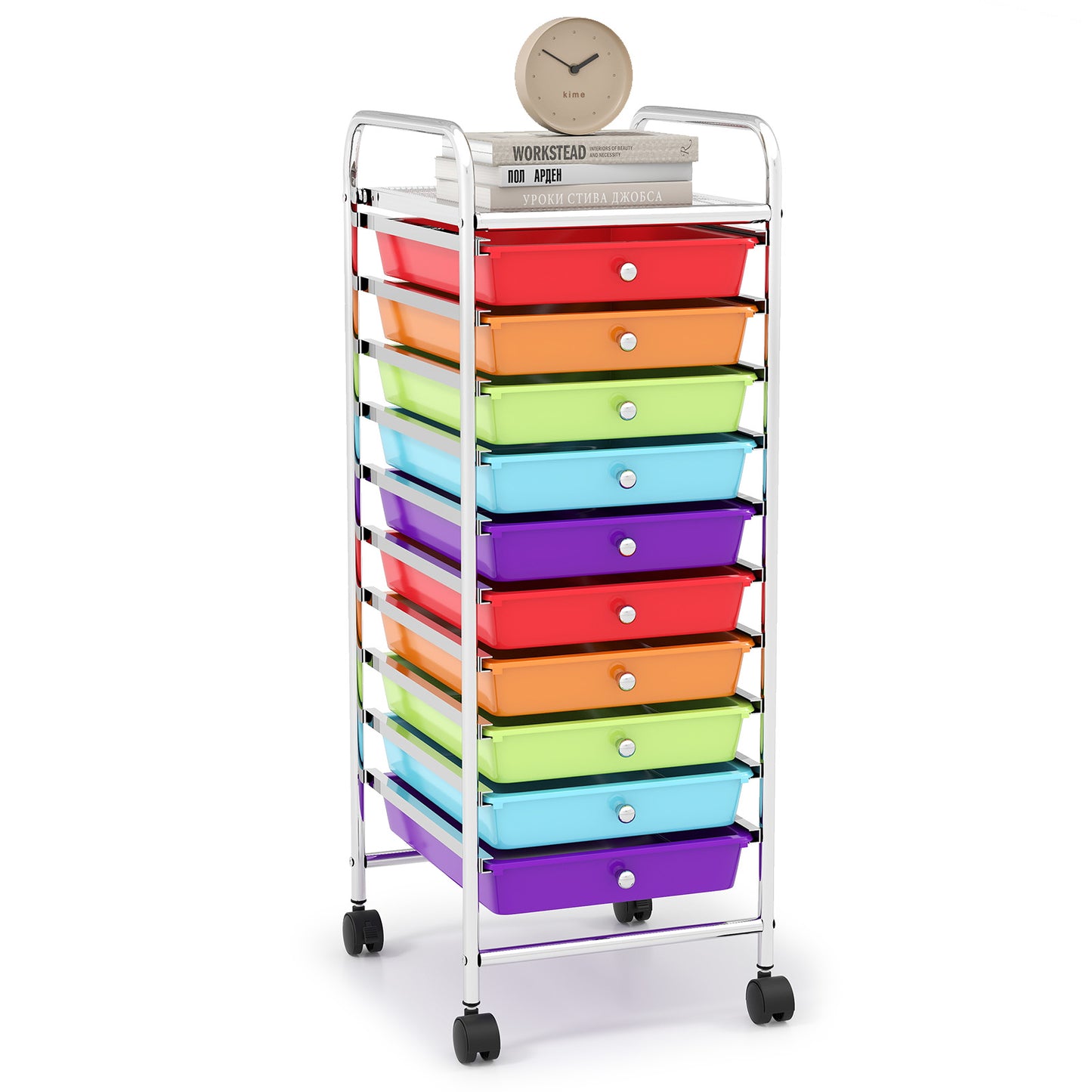 10 Drawer Rolling Storage Cart Organizer, Multicolor