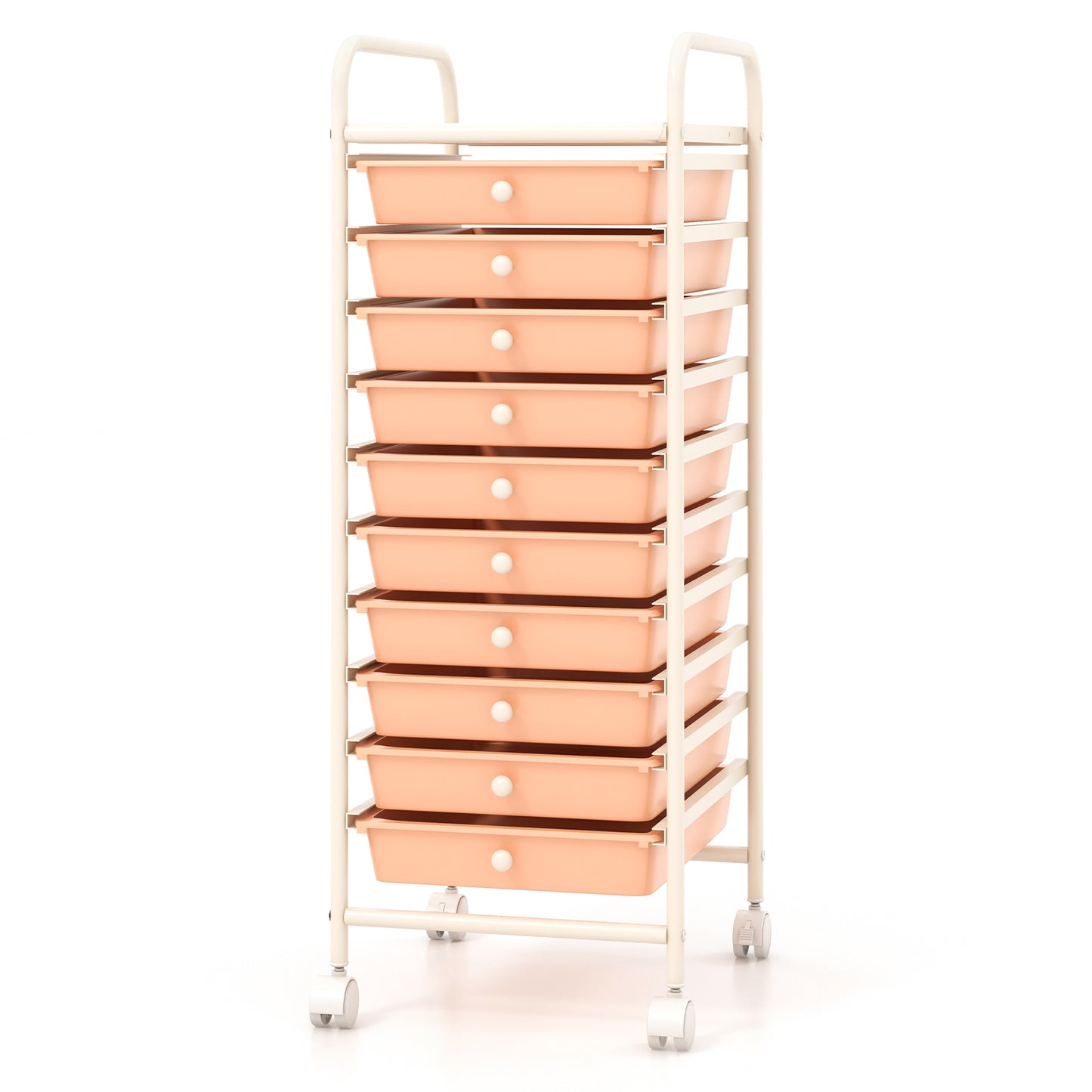 10 Drawer Rolling Storage Cart Organizer with 4 Universal Casters, Cherry File Cabinets at Gallery Canada