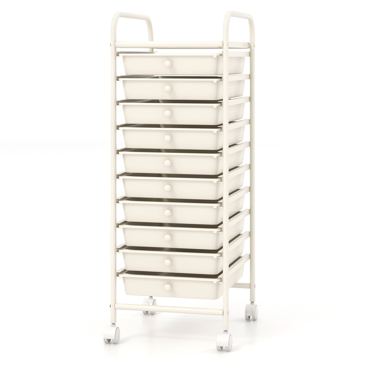10 Drawer Rolling Storage Cart Organizer with 4 Universal Casters, White File Cabinets at Gallery Canada