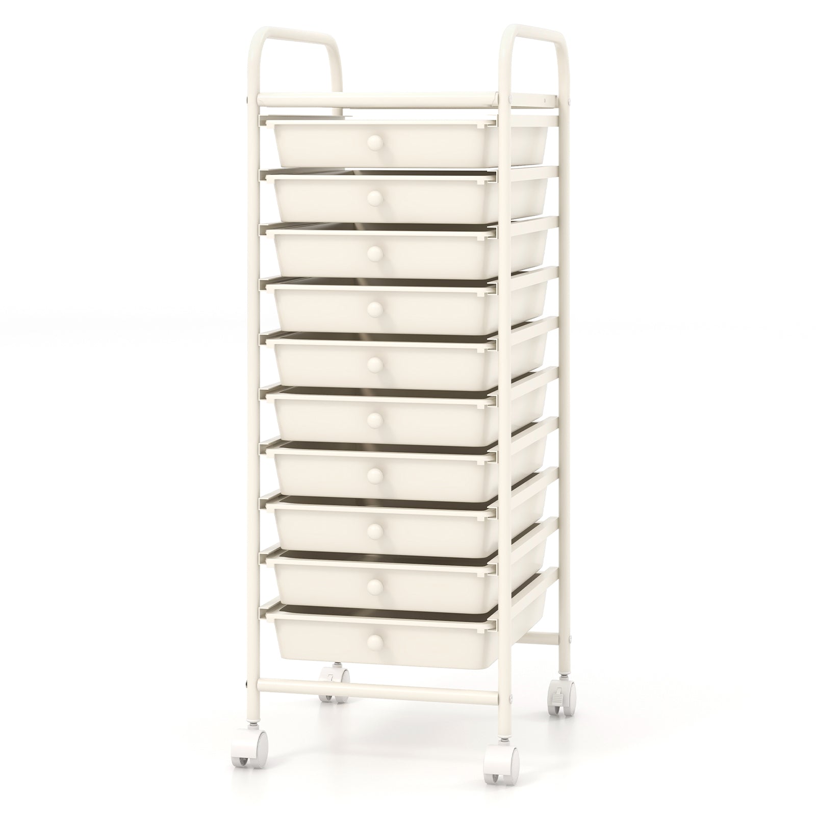 10 Drawer Rolling Storage Cart Organizer with 4 Universal Casters, White File Cabinets at Gallery Canada