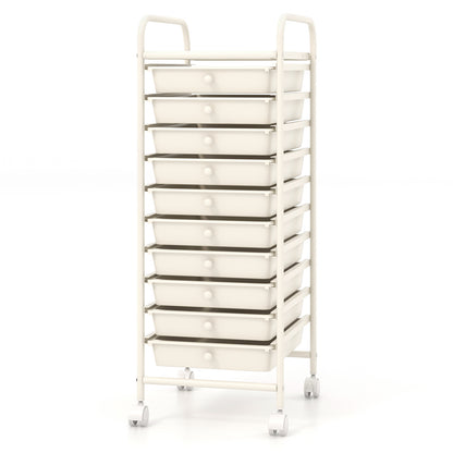 10 Drawer Rolling Storage Cart Organizer with 4 Universal Casters, White File Cabinets at Gallery Canada
