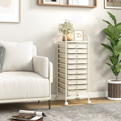 10 Drawer Rolling Storage Cart Organizer with 4 Universal Casters, White File Cabinets at Gallery Canada