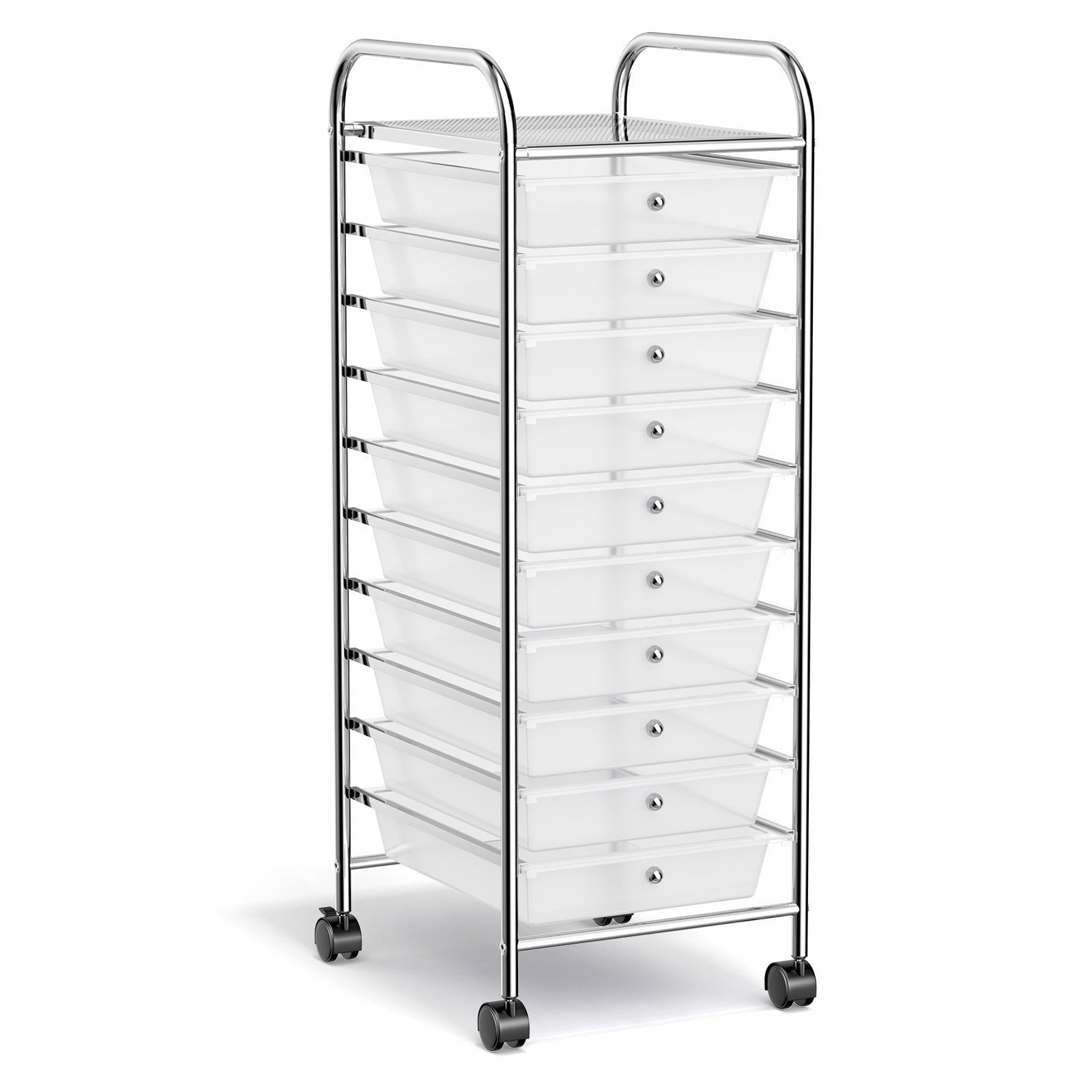 10 Drawer Rolling Storage Cart Organizer with 4 Universal Casters, Transparent File Cabinets at Gallery Canada