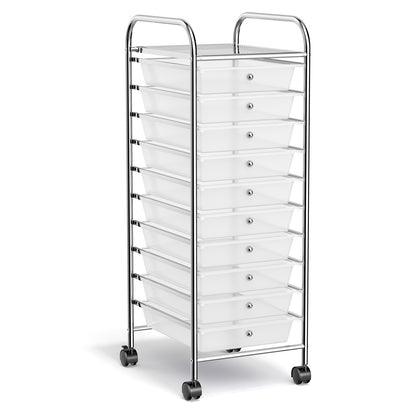 10 Drawer Rolling Storage Cart Organizer with 4 Universal Casters, Transparent File Cabinets at Gallery Canada