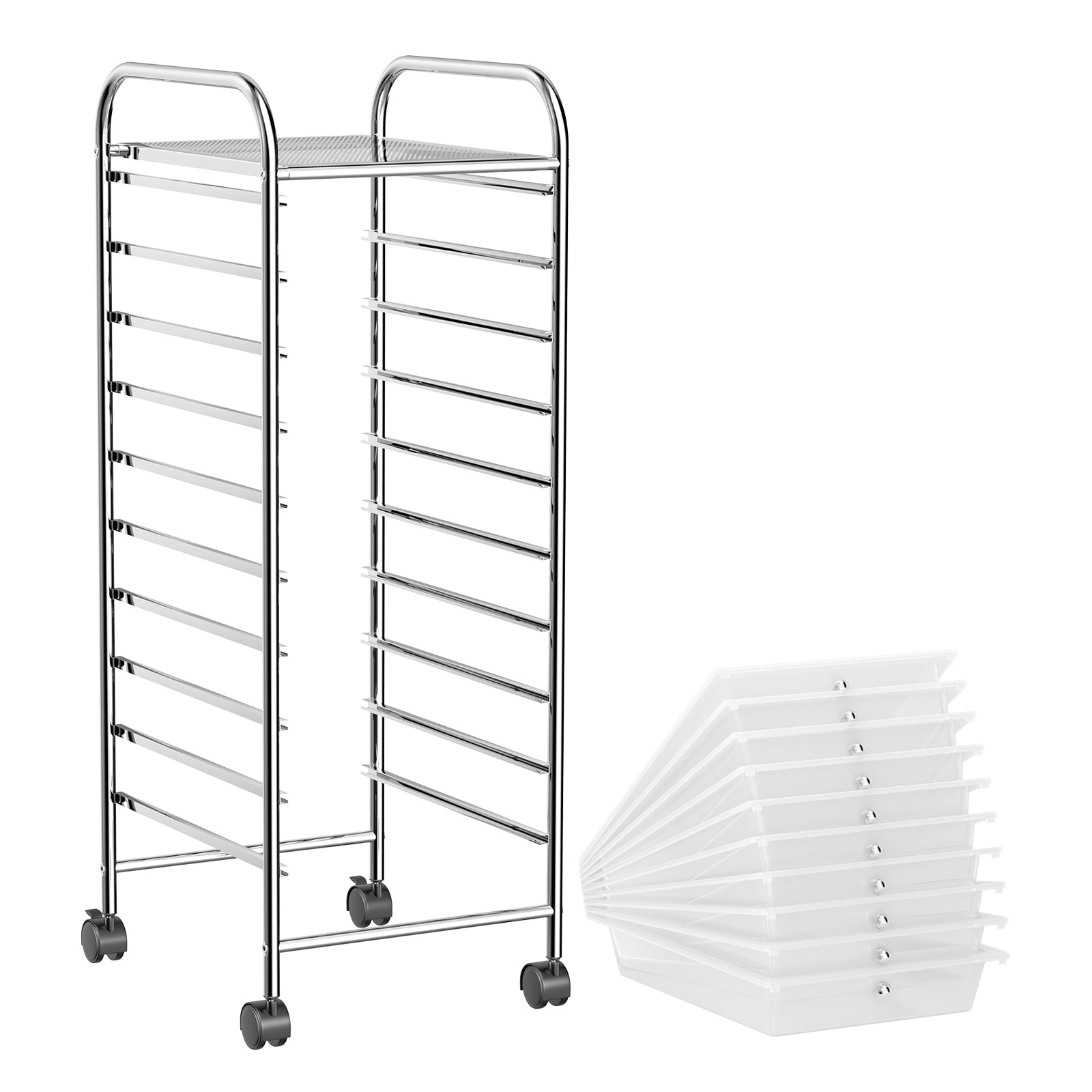 10 Drawer Rolling Storage Cart Organizer with 4 Universal Casters, Transparent File Cabinets at Gallery Canada
