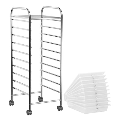 10 Drawer Rolling Storage Cart Organizer with 4 Universal Casters, Transparent File Cabinets at Gallery Canada