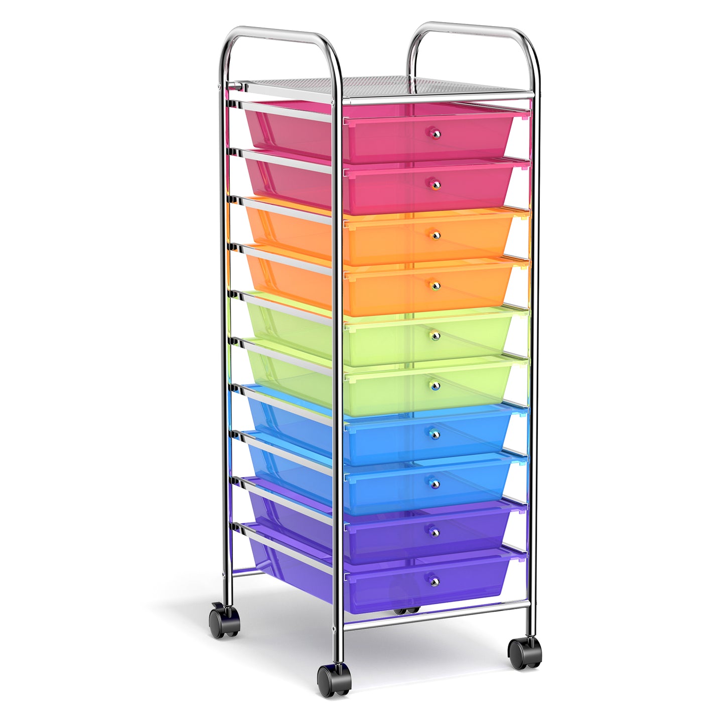 10 Drawer Rolling Storage Cart Organizer with 4 Universal Casters, Transparent Multicolor File Cabinets at Gallery Canada