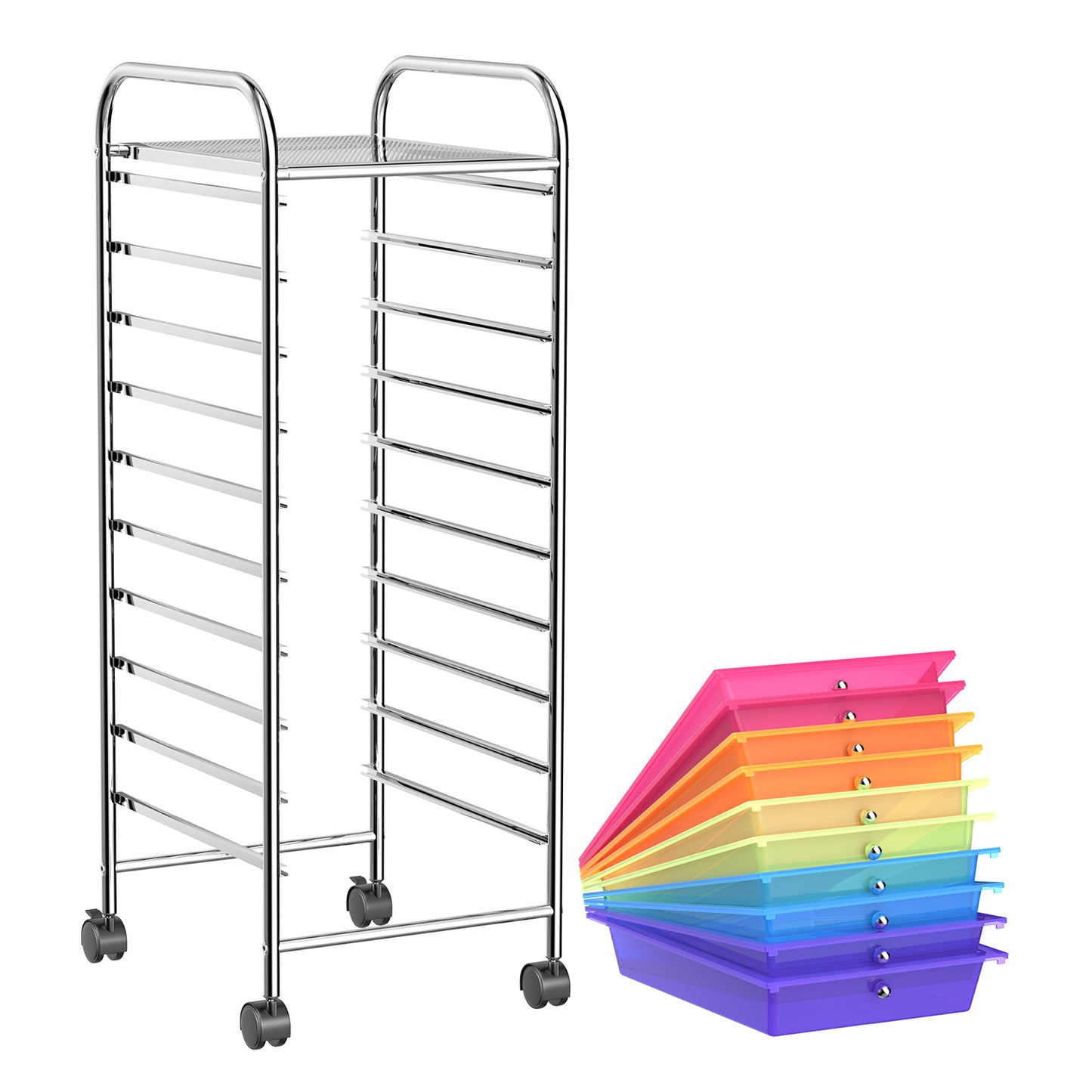 10 Drawer Rolling Storage Cart Organizer, Transparent, Multicolor File Cabinets at Gallery Canada