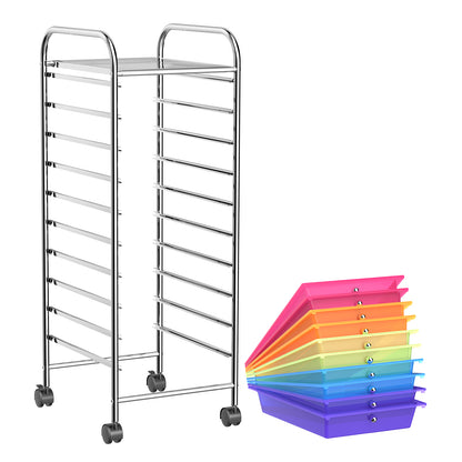 10 Drawer Rolling Storage Cart Organizer, Transparent, Multicolor File Cabinets at Gallery Canada