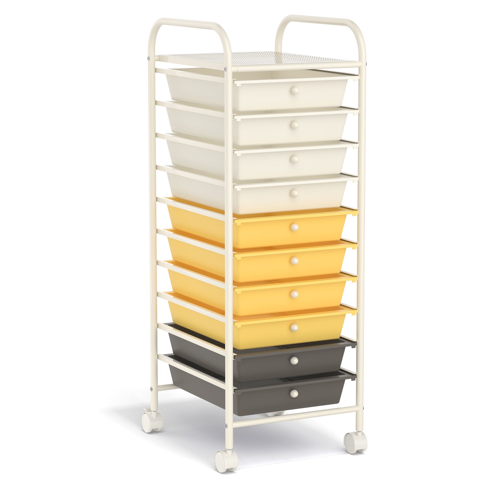 10 Drawer Rolling Storage Cart Organizer with 4 Universal Casters, Yellow File Cabinets at Gallery Canada