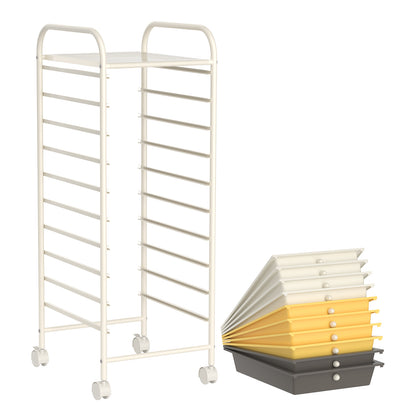10 Drawer Rolling Storage Cart Organizer with 4 Universal Casters, Yellow File Cabinets at Gallery Canada