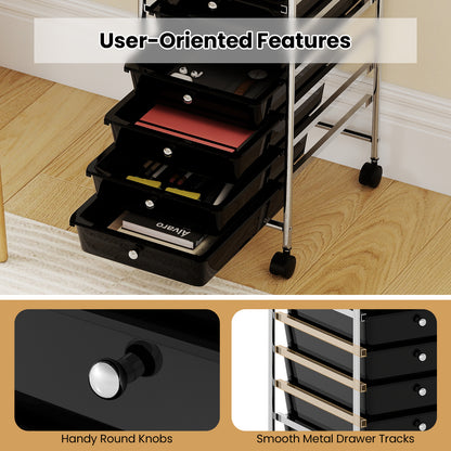 10-Drawer Rolling Storage Cart, Metal Frame, Lockable Wheels, Black File Cabinets at Gallery Canada