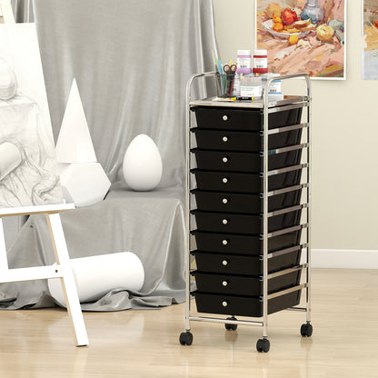 10-Drawer Rolling Storage Cart, Metal Frame, Lockable Wheels, Black File Cabinets at Gallery Canada