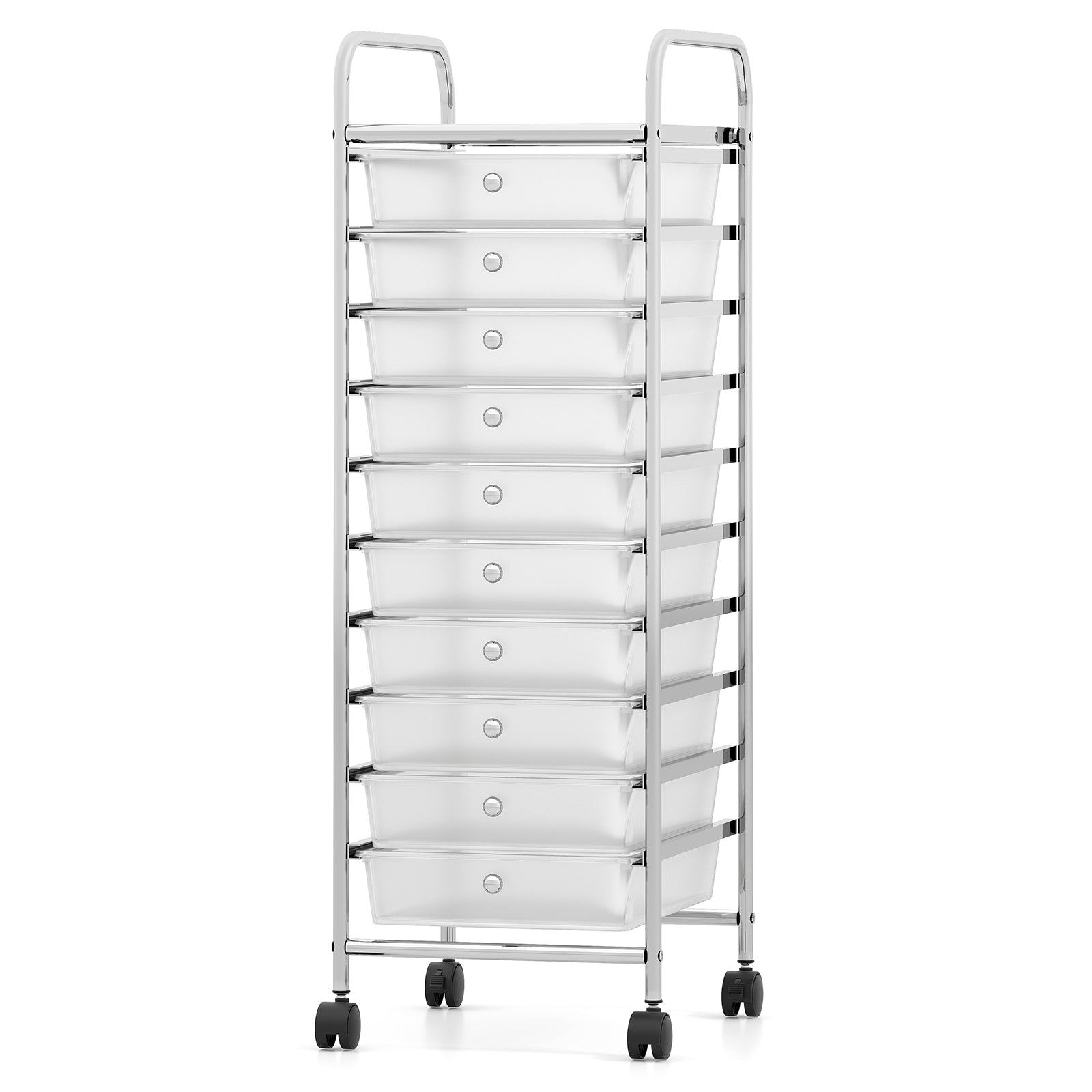 10-Drawer Rolling Storage Cart, Metal Frame, Lockable Wheels, White File Cabinets at Gallery Canada