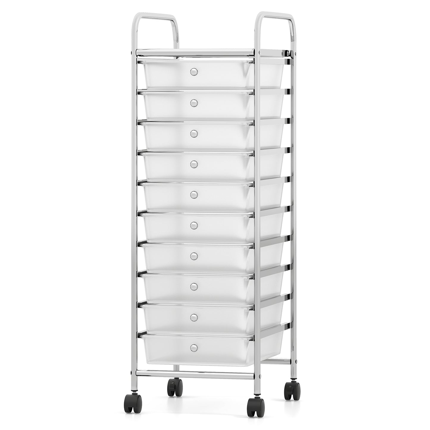 10-Drawer Rolling Storage Cart, Metal Frame, Lockable Wheels, White File Cabinets at Gallery Canada