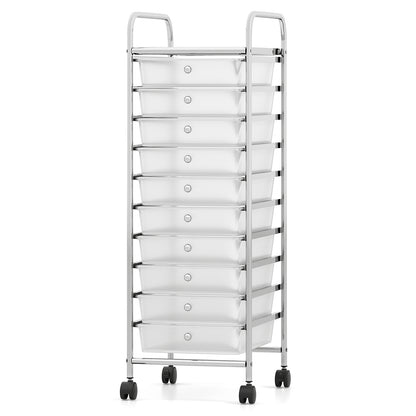 10-Drawer Rolling Storage Cart, Metal Frame, Lockable Wheels, White File Cabinets at Gallery Canada