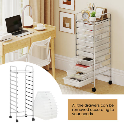 10-Drawer Rolling Storage Cart, Metal Frame, Lockable Wheels, White File Cabinets at Gallery Canada