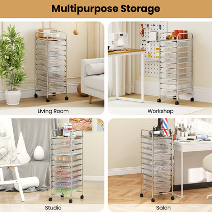 10-Drawer Rolling Storage Cart, Metal Frame, Lockable Wheels, White File Cabinets at Gallery Canada