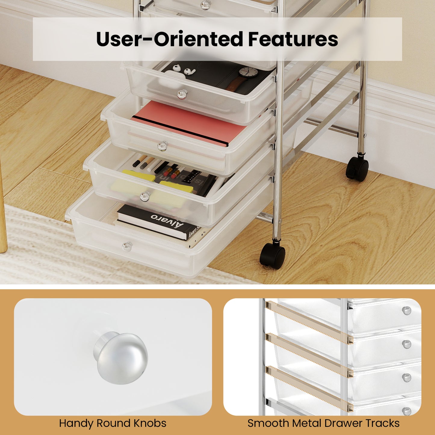 10-Drawer Rolling Storage Cart, Metal Frame, Lockable Wheels, White File Cabinets at Gallery Canada