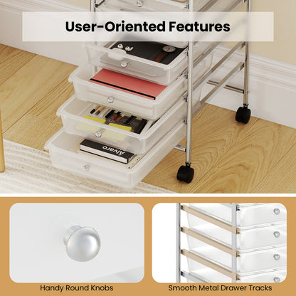 10-Drawer Rolling Storage Cart, Metal Frame, Lockable Wheels, White File Cabinets at Gallery Canada
