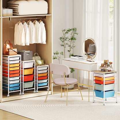 10-Drawer Rolling Storage Cart, Mobile Utility Organizer, Wooden Tabletop, Lockable Wheels, Macaron File Cabinets at Gallery Canada