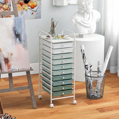 10 Drawer Rolling Storage Cart Organizer, Green File Cabinets at Gallery Canada
