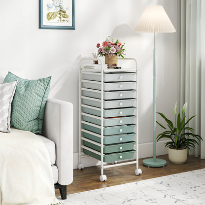 10 Drawer Rolling Storage Cart Organizer, Green File Cabinets at Gallery Canada