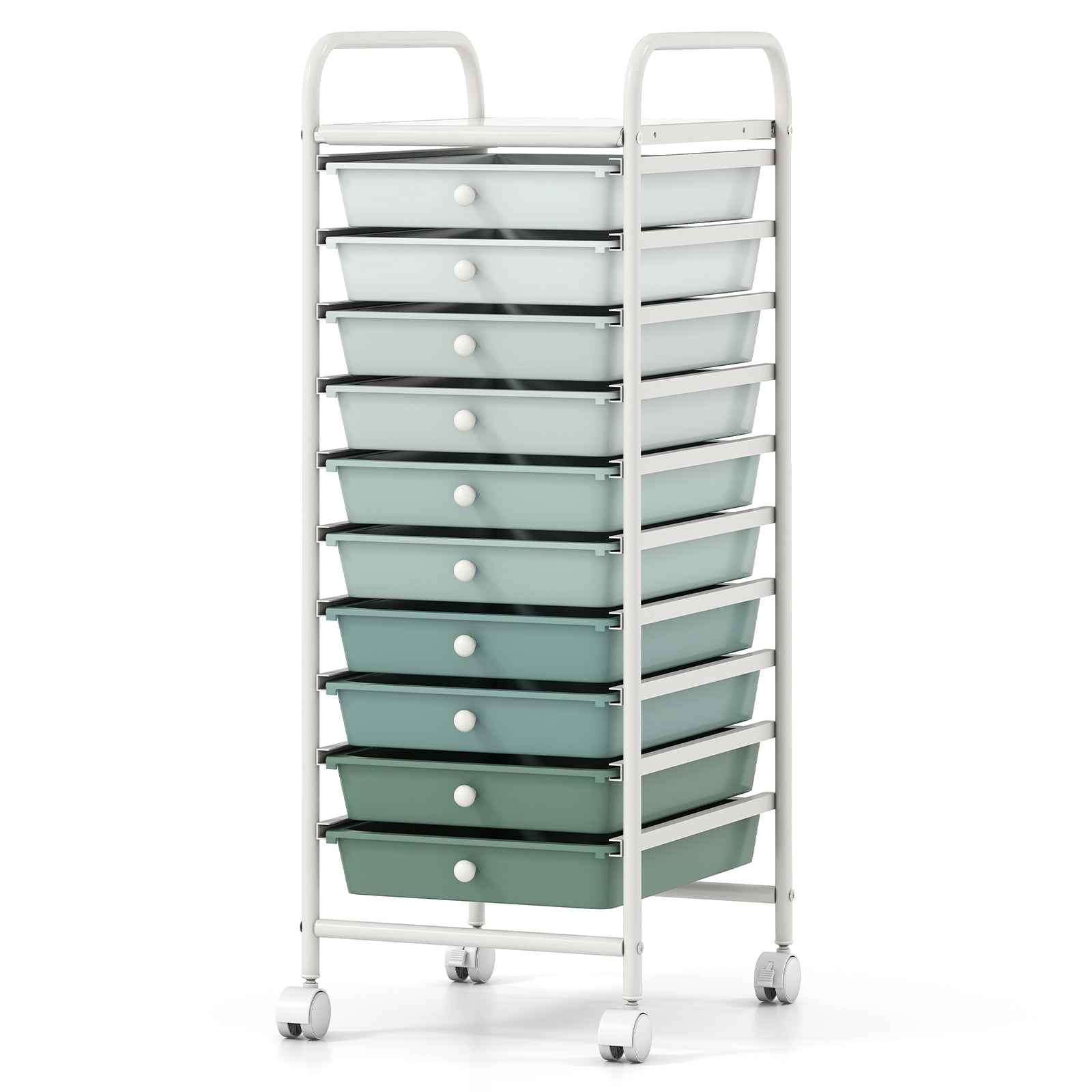 10 Drawer Rolling Storage Cart Organizer, Green File Cabinets at Gallery Canada