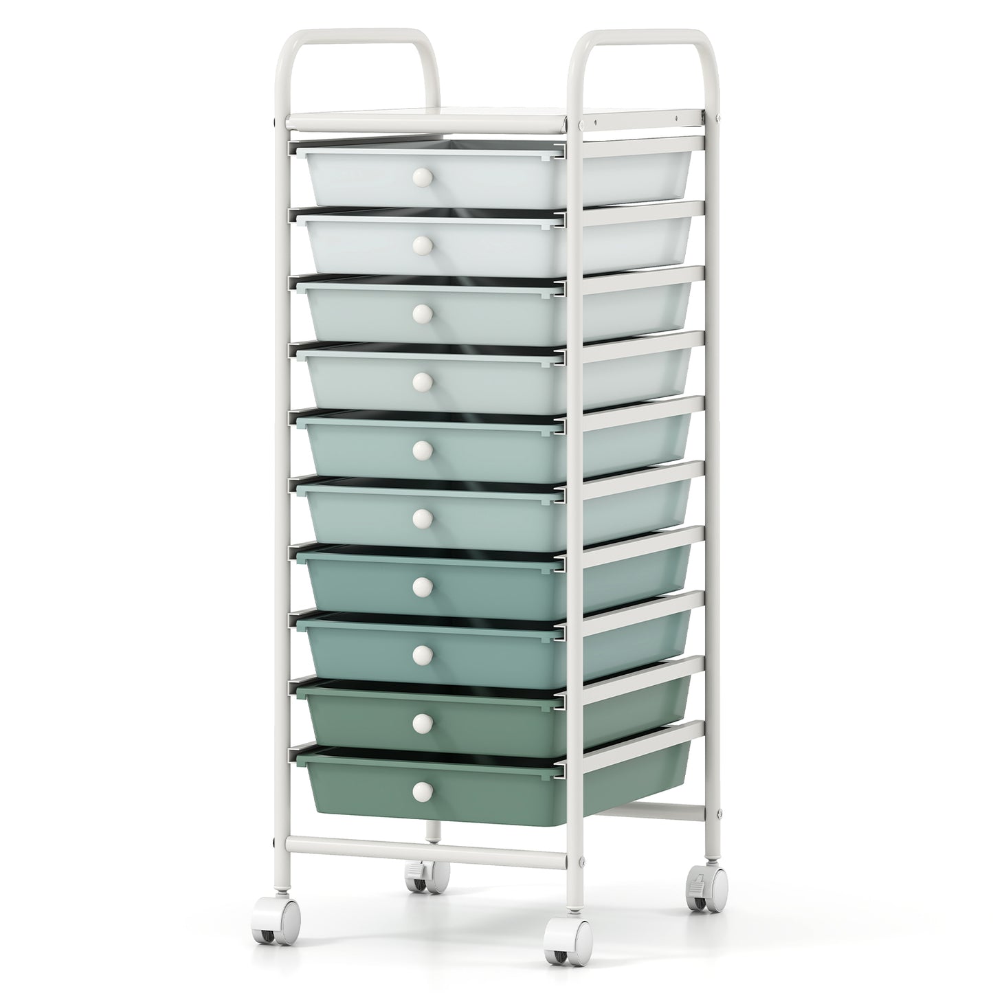 10 Drawer Rolling Storage Cart Organizer, Green File Cabinets at Gallery Canada