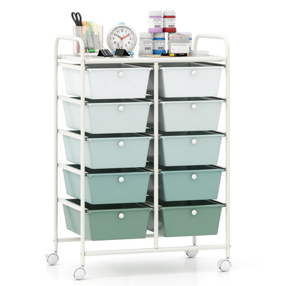 10-Drawer Rolling Storage Cart, Light Green File Cabinets Light Green at Gallery Canada