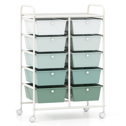 10-Drawer Rolling Storage Cart, Light Green File Cabinets at Gallery Canada