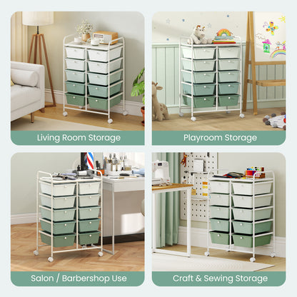 10-Drawer Rolling Storage Cart, Light Green File Cabinets at Gallery Canada