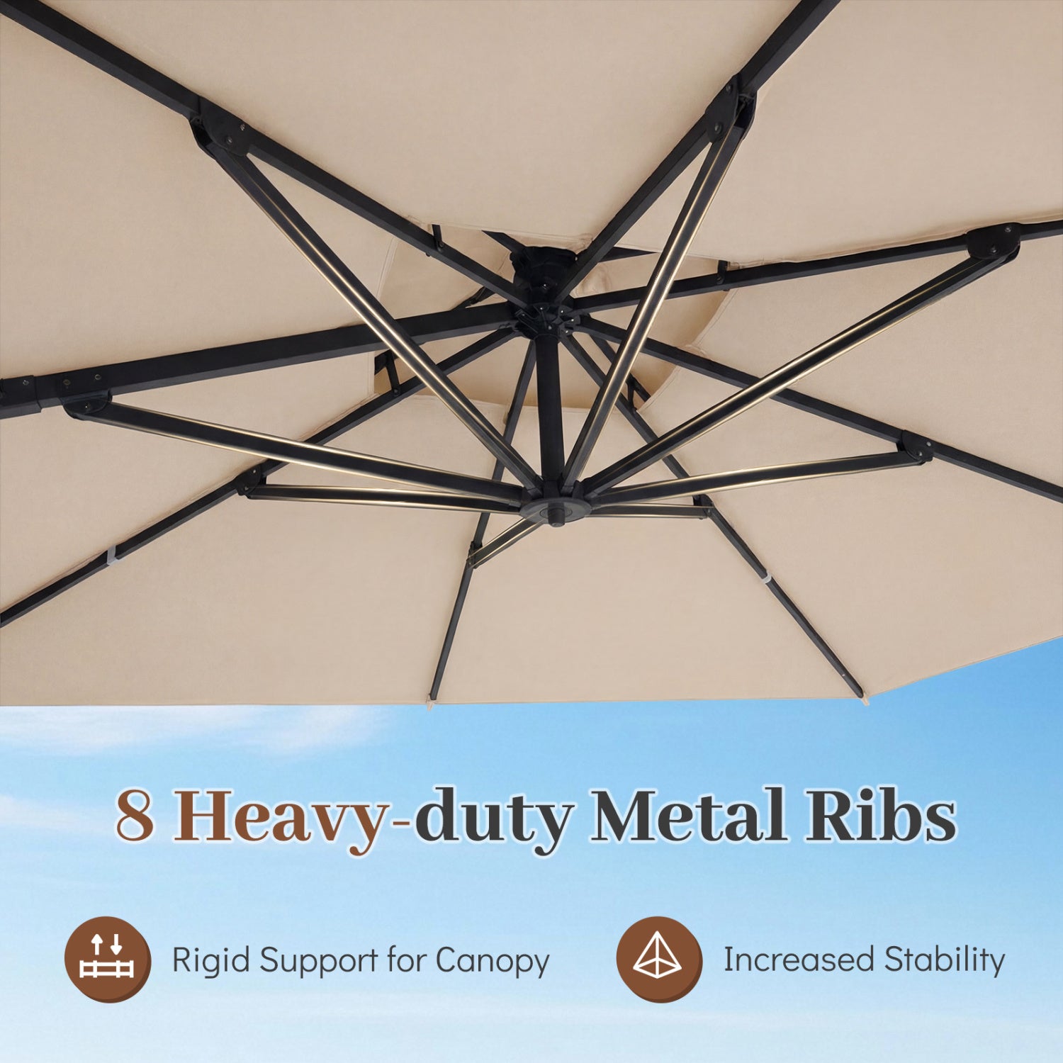10 FT Aluminum Pole Patio Cantilever Umbrella with 220 LBS Base, Beige Outdoor Umbrellas at Gallery Canada