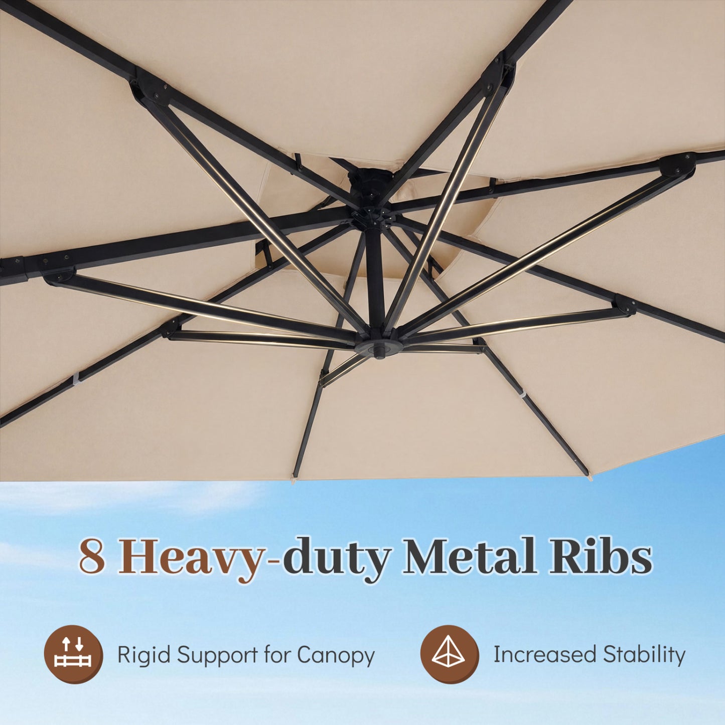 10 FT Aluminum Pole Patio Cantilever Umbrella with 220 LBS Base, Beige Outdoor Umbrellas at Gallery Canada