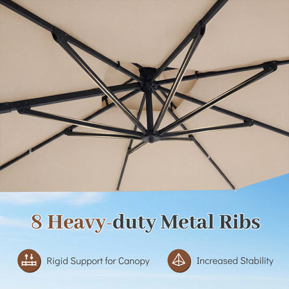 10 FT Aluminum Pole Patio Cantilever Umbrella with 220 LBS Base, Beige Outdoor Umbrellas at Gallery Canada