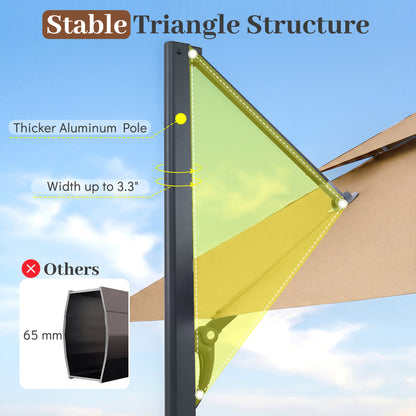 10 FT Aluminum Pole Patio Cantilever Umbrella with 220 LBS Base, Brown Outdoor Umbrellas at Gallery Canada