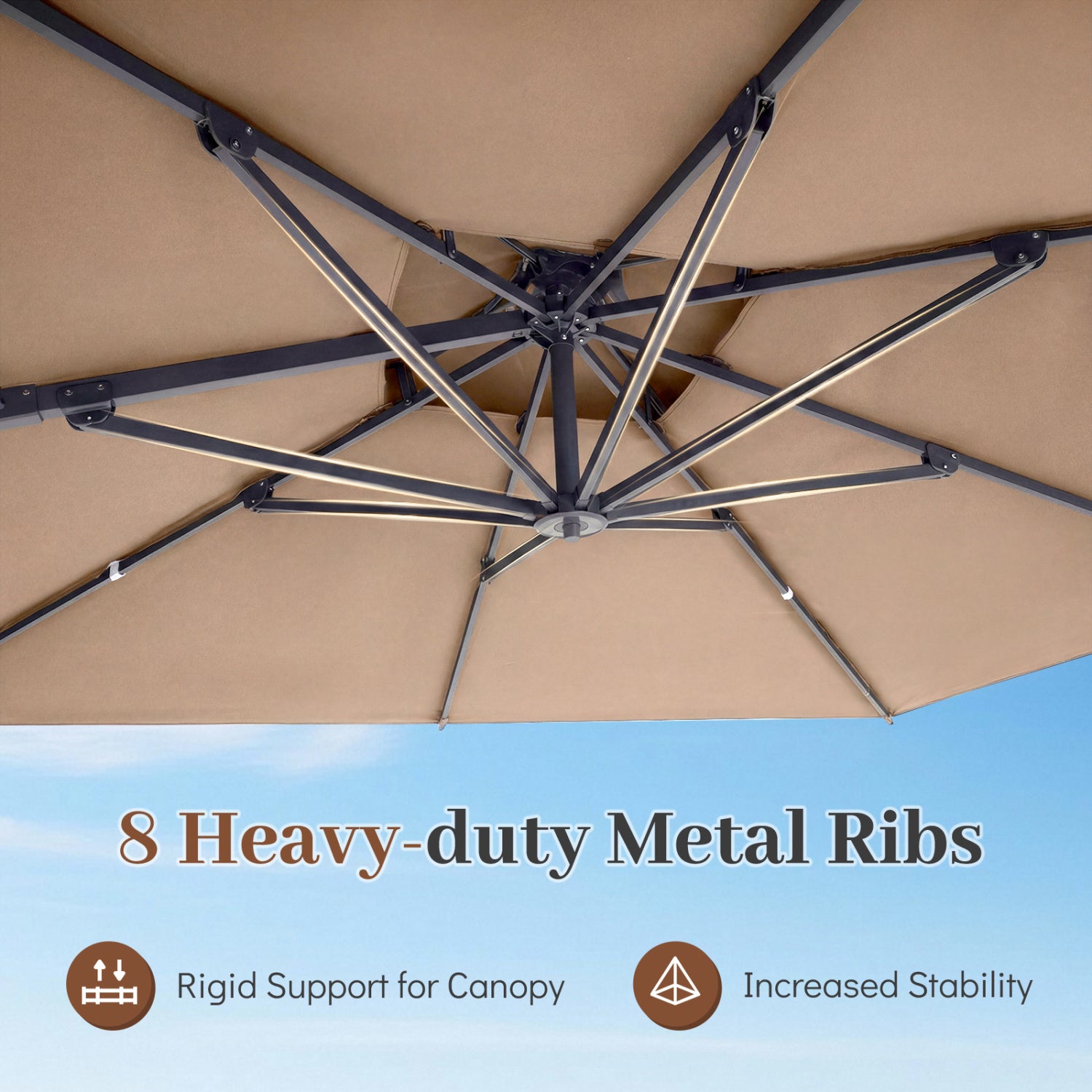 10 FT Aluminum Pole Patio Cantilever Umbrella with 220 LBS Base, Brown Outdoor Umbrellas at Gallery Canada