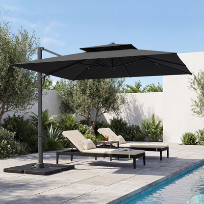 10 FT Aluminum Pole Patio Cantilever Umbrella with 220 LBS Base, Gray Outdoor Umbrellas at Gallery Canada