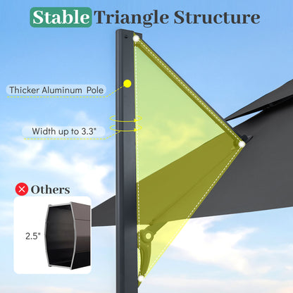 10 FT Aluminum Pole Patio Cantilever Umbrella with 220 LBS Base, Gray Outdoor Umbrellas at Gallery Canada