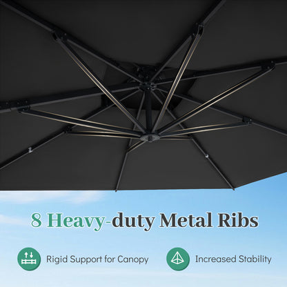 10 FT Aluminum Pole Patio Cantilever Umbrella with 220 LBS Base, Gray Outdoor Umbrellas at Gallery Canada