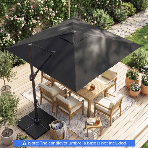 10 FT Cantilever Patio Umbrella With Solar LED Lights, Gray