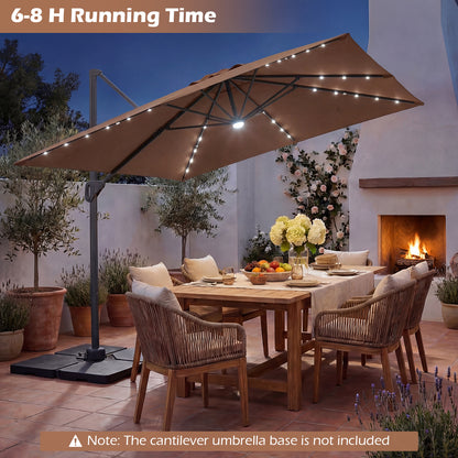 10 FT Cantilever Patio Umbrella, Solar LED Lights, Brown Outdoor Umbrellas at Gallery Canada