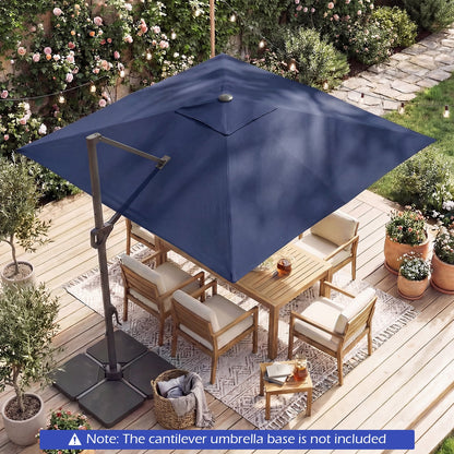 10 FT Cantilever Patio Umbrella, Solar LED Lights, Blue Outdoor Umbrellas at Gallery Canada