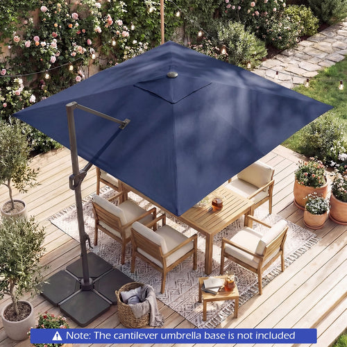 10 FT Cantilever Patio Umbrella, Solar LED Lights, Blue